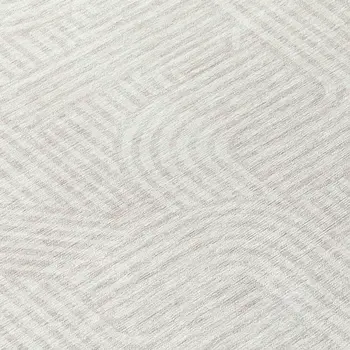 8' Ivory And Gray Round Abstract Washable Indoor Outdoor Area Rug