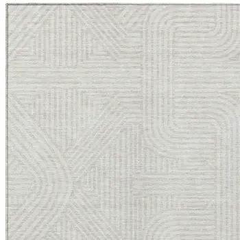 8' X 10' Ivory And Gray Abstract Washable Indoor Outdoor Area Rug