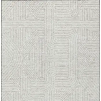 9' X 12' Ivory And Gray Abstract Washable Indoor Outdoor Area Rug