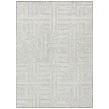 9' X 12' Ivory And Gray Abstract Washable Indoor Outdoor Area Rug