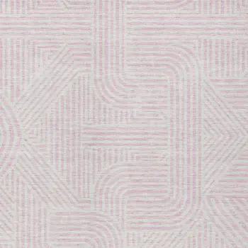 3' X 5' Pink And Ivory Abstract Washable Indoor Outdoor Area Rug