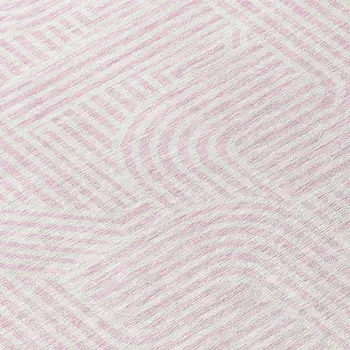 8' Pink And Ivory Round Abstract Washable Indoor Outdoor Area Rug
