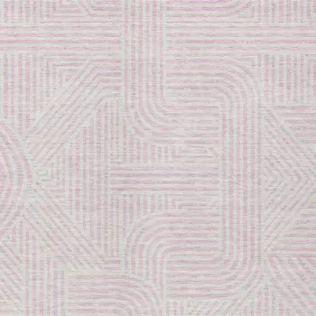9' X 12' Pink And Ivory Abstract Washable Indoor Outdoor Area Rug