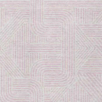 10' X 14' Pink And Ivory Abstract Washable Indoor Outdoor Area Rug