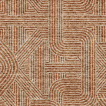 5' X 8' Terra Cotta And Brown Abstract Washable Indoor Outdoor Area Rug