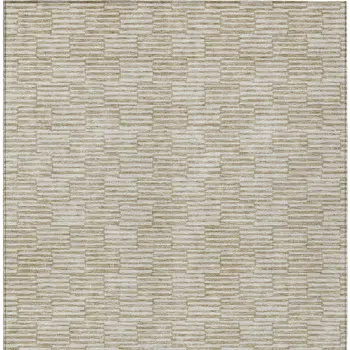 3' X 5' Beige And Ivory Geometric Washable Indoor Outdoor Area Rug