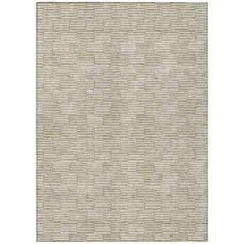 5' X 8' Beige And Ivory Geometric Washable Indoor Outdoor Area Rug