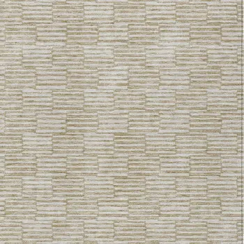 9' X 12' Beige And Ivory Geometric Washable Indoor Outdoor Area Rug