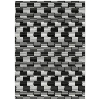 3' X 5' Black And Ivory Geometric Washable Indoor Outdoor Area Rug