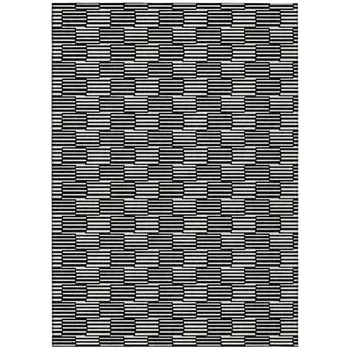 3' X 5' Black And Ivory Geometric Washable Indoor Outdoor Area Rug