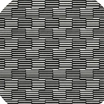 8' Black And Ivory Round Geometric Washable Indoor Outdoor Area Rug