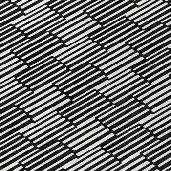 8' Black And Ivory Round Geometric Washable Indoor Outdoor Area Rug