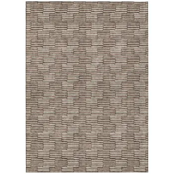 3' X 5' Brown And Beige Geometric Washable Indoor Outdoor Area Rug