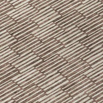 8' Brown And Beige Round Geometric Washable Indoor Outdoor Area Rug