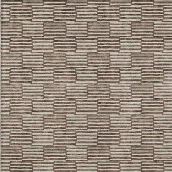 10' X 14' Brown And Beige Geometric Washable Indoor Outdoor Area Rug