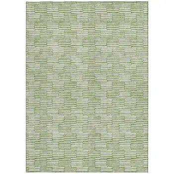8' X 10' Green And Ivory Geometric Washable Indoor Outdoor Area Rug
