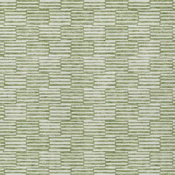 9' X 12' Green And Ivory Geometric Washable Indoor Outdoor Area Rug
