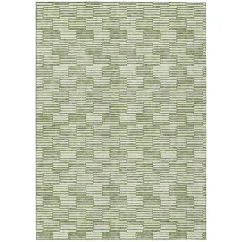 10' X 14' Green And Ivory Geometric Washable Indoor Outdoor Area Rug