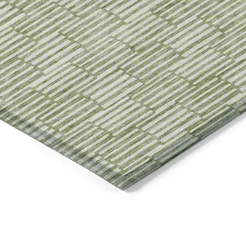10' X 14' Green And Ivory Geometric Washable Indoor Outdoor Area Rug