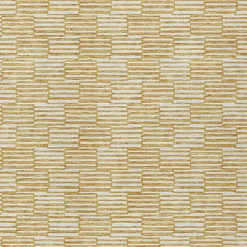 3' X 5' Gold And Beige Geometric Washable Indoor Outdoor Area Rug