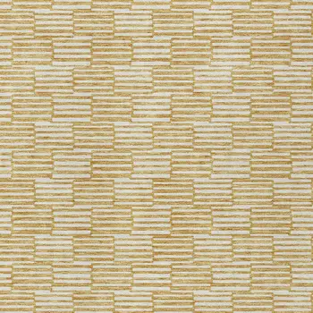 5' X 8' Gold And Beige Geometric Washable Indoor Outdoor Area Rug