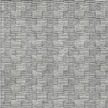 9' X 12' Gray And Ivory Geometric Washable Indoor Outdoor Area Rug