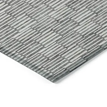 9' X 12' Gray And Ivory Geometric Washable Indoor Outdoor Area Rug