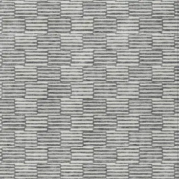10' X 14' Gray And Ivory Geometric Washable Indoor Outdoor Area Rug
