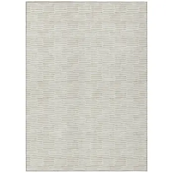 8' X 10' Ivory And Beige Geometric Washable Indoor Outdoor Area Rug