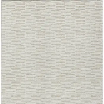 8' X 10' Ivory And Beige Geometric Washable Indoor Outdoor Area Rug