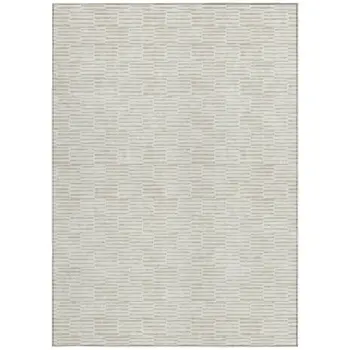 10' X 14' Ivory And Beige Geometric Washable Indoor Outdoor Area Rug