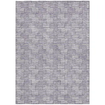 3' X 5' Lilac And Ivory Geometric Washable Indoor Outdoor Area Rug