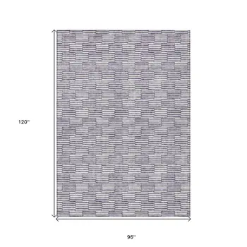 8' X 10' Lilac And Ivory Geometric Washable Indoor Outdoor Area Rug