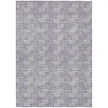 9' X 12' Lilac And Ivory Geometric Washable Indoor Outdoor Area Rug