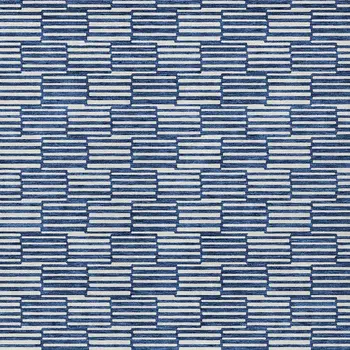 3' X 5' Navy Blue And Ivory Geometric Washable Indoor Outdoor Area Rug
