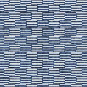 8' X 10' Navy Blue And Ivory Geometric Washable Indoor Outdoor Area Rug