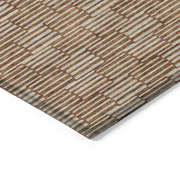 5' X 8' Copper And Beige Geometric Washable Indoor Outdoor Area Rug