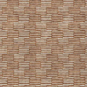 10' X 14' Copper And Beige Geometric Washable Indoor Outdoor Area Rug