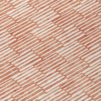 9' X 12' Salmon And Ivory Geometric Washable Indoor Outdoor Area Rug