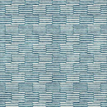 8' X 10' Teal Blue And Ivory Geometric Washable Indoor Outdoor Area Rug