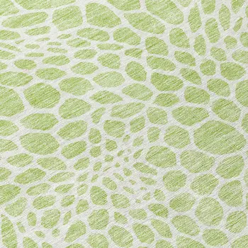 5' X 8' Artichoke Green And Ivory Geometric Washable Indoor Outdoor Area Rug