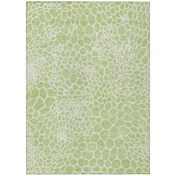 10' X 14' Artichoke Green And Ivory Geometric Washable Indoor Outdoor Area Rug