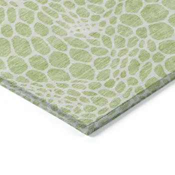 10' X 14' Artichoke Green And Ivory Geometric Washable Indoor Outdoor Area Rug