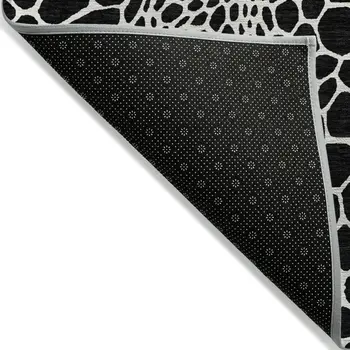 10' X 14' Black And Ivory Geometric Washable Indoor Outdoor Area Rug