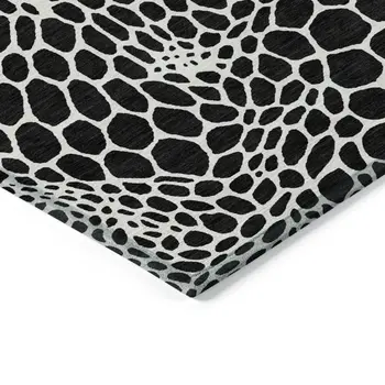 10' X 14' Black And Ivory Geometric Washable Indoor Outdoor Area Rug