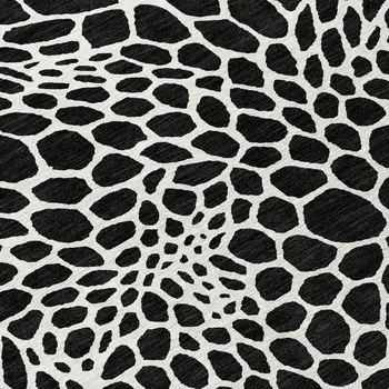 10' X 14' Black And Ivory Geometric Washable Indoor Outdoor Area Rug