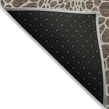 3' X 5' Brown And Beige Geometric Washable Indoor Outdoor Area Rug