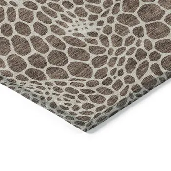 5' X 8' Brown And Beige Geometric Washable Indoor Outdoor Area Rug
