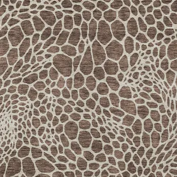 5' X 8' Brown And Beige Geometric Washable Indoor Outdoor Area Rug