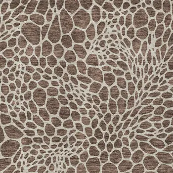 8' X 10' Brown And Beige Geometric Washable Indoor Outdoor Area Rug